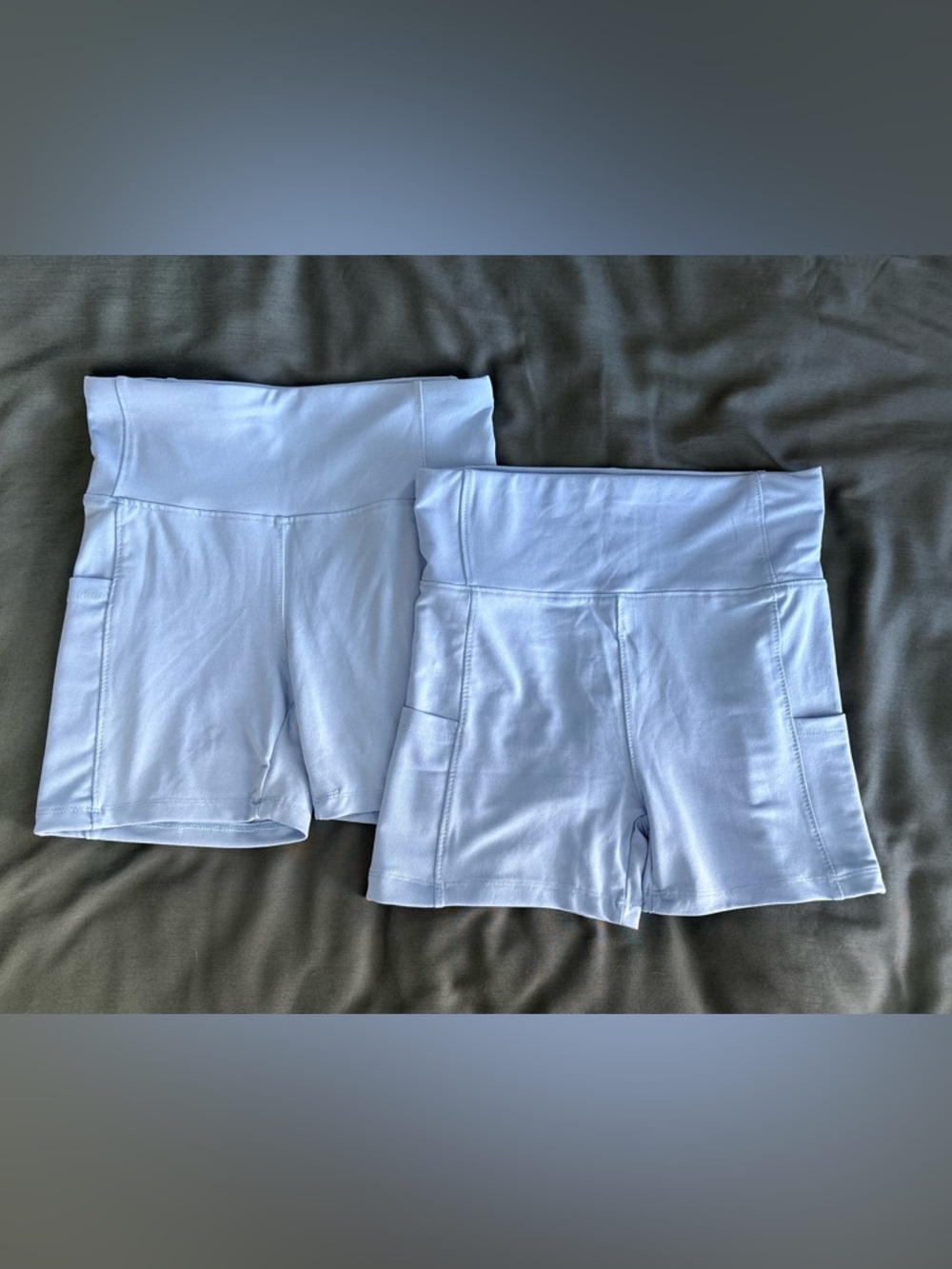 Set of 2 Women’s Light Blue High-Waist Active Shorts, Sizes: S, M, L, NWOT